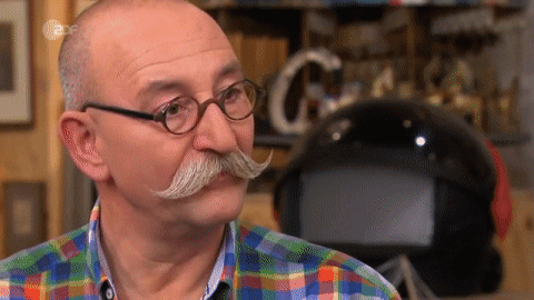 Stylish Mustache Old Man Looking Away GIF