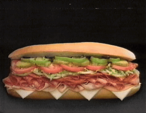Sub Sandwich with Meat and Vegetables