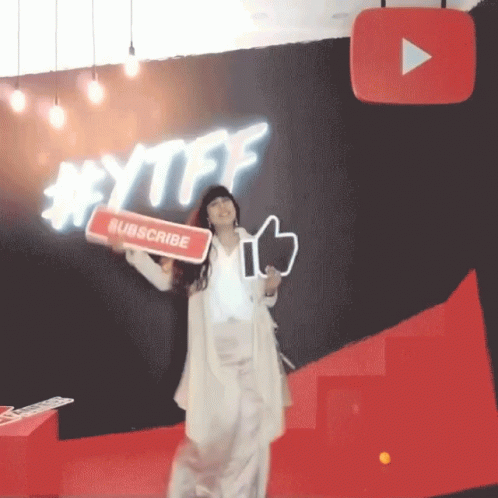 Youtuber Dancing While Holding Subscribe Button GIF