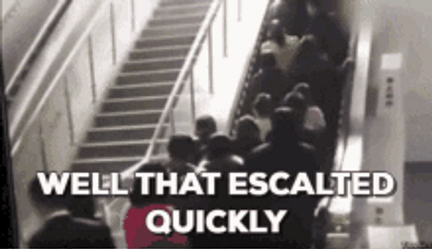 Subway Escalator Incident Well That Escalated Quickly GIF