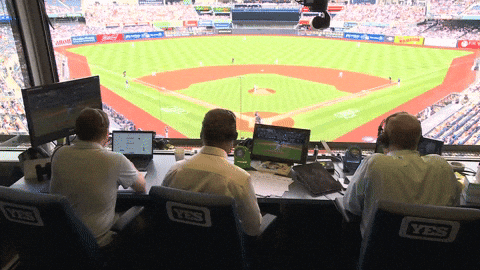 Subway Series Presenters Reacting In Booth GIF