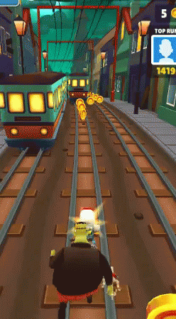 Subway Surfers Jake Running Away From Guard GIF