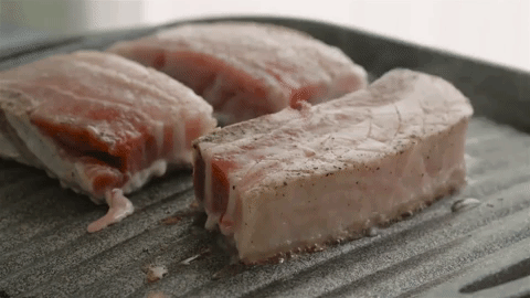 Succulent Slices Meat Sizzling To Perfection GIF