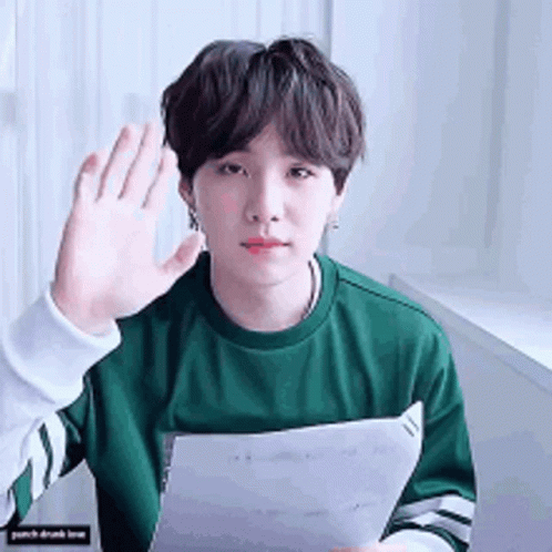 Suga Holding Paper While Saying Goodbye GIF