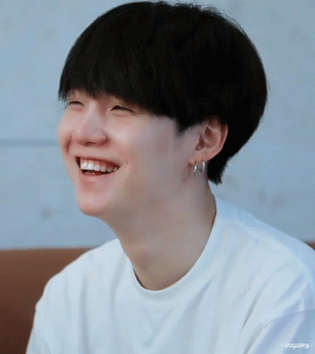 Suga In White Tees Cute Laughing GIF
