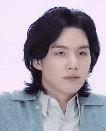 Suga Long Hair With Denim Jacket GIF