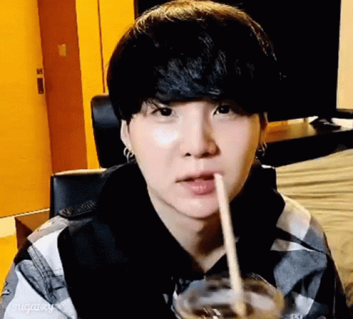 Suga Put Straw In The Nose And Laughing GIF