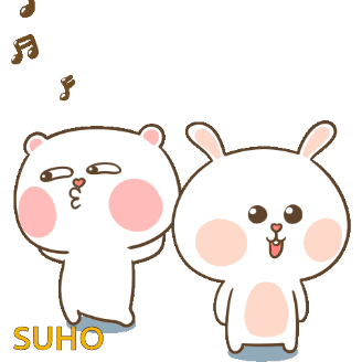 Suho Cartoon Bear And Rabbit GIF