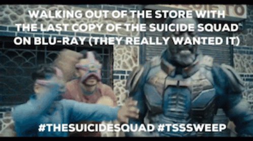 Suicide Squad Walking Out With Blu-Ray GIF