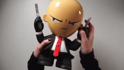 Suit and Tie Cartoon Holding Two Guns