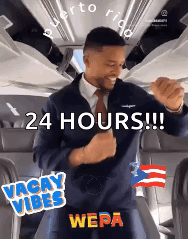 Suited Man Dancing Plane 24H Vacay Vibes Wepa