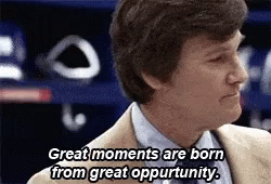 Suited Man Says Great Moments Are Born from Great Opportunity