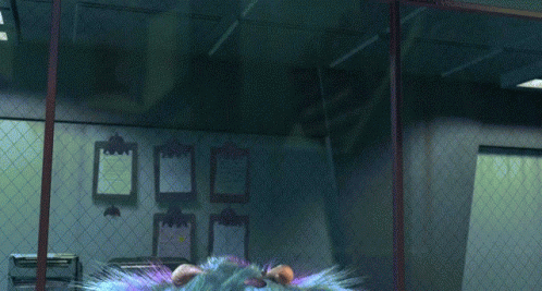 Sully From Monsters Inc Looking Through A Glass Door GIF