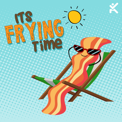 Summer August It's Frying Time Bacon Sunbathing GIF