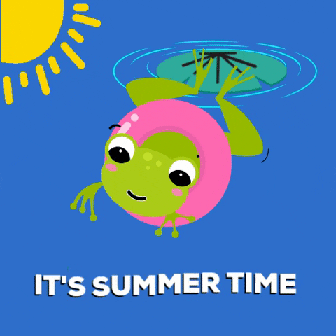 Summer August It's Summer Time Swimming Of Frog GIF