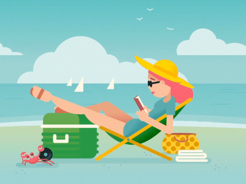 Summer August Woman Relaxing On The Beach GIF