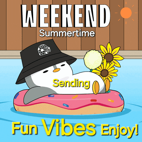 Summer Time Floating Penguin GIF