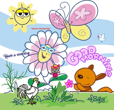 Sun Flower Butterfly Bunny Have A Good Day Love GIF