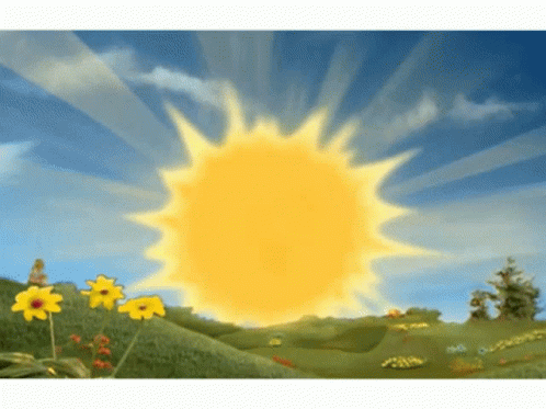 Sun Shining Over Flower Field GIF
