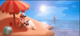 Sun Tanning Olaf At Beach GIF
