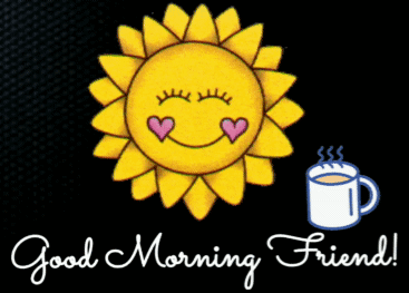 Sun With Hearts Saying Good Morning Friend GIF