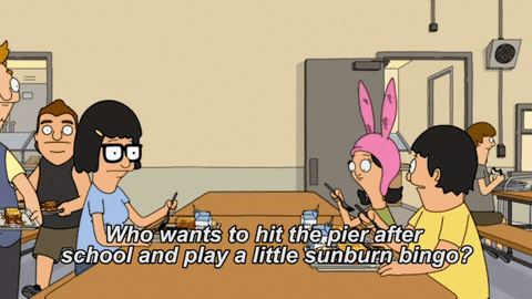 Sunburn Bingo Bob's Burgers Lunch GIF