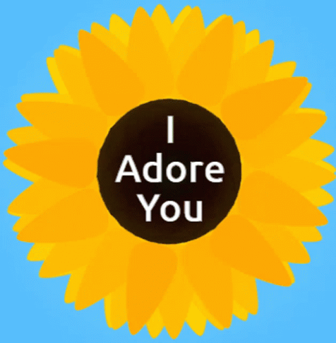 Sunflower with Text I Adore You in Black Circle