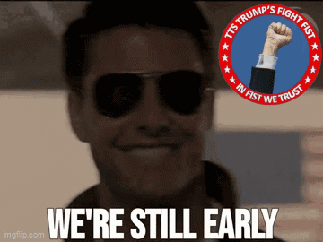 Sunglasses Man We're Still Early Fist In Air GIF