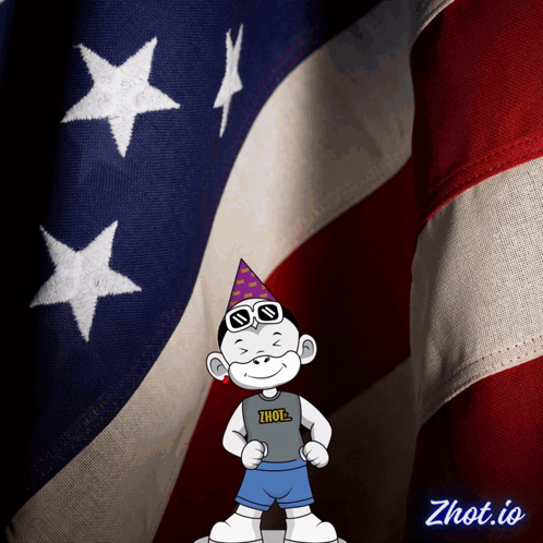 Sunglasses Party Hat Character With American Flag zhot.io
