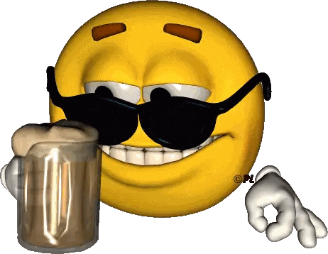 Sunglasses Smiley Holding Mug Of Beer