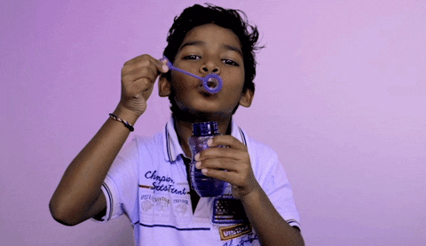 Sunny Pawar Making Bubbles GIF