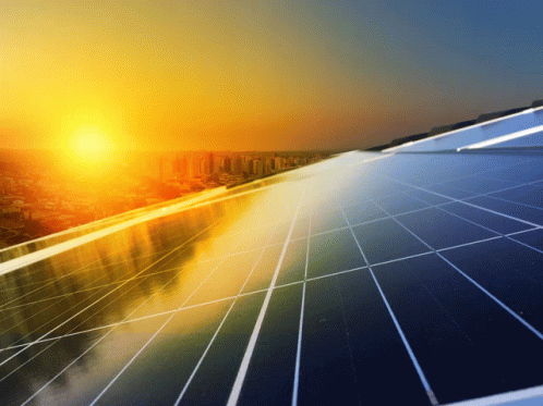 Sunset Hit The Solar Panels GIF