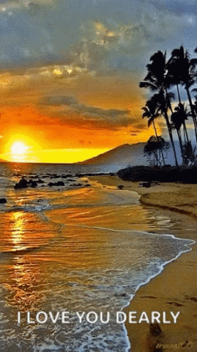 Sunset on Beach With I Love You Dearly