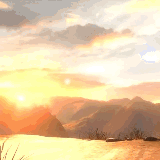 Sunset Over Mountain Range With Tent GIF