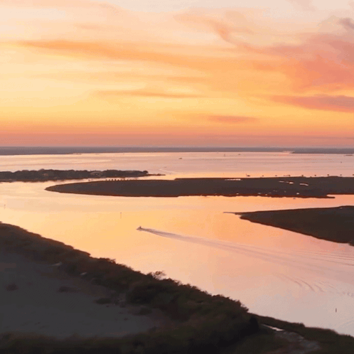 Sunset Over Water With Island GIF