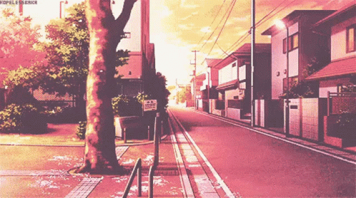 Sunset View Anime City GIF