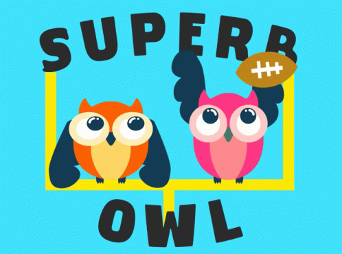 Super Bowl Animated Owls Cheering GIF