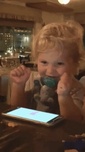 Super Excited Eating Baby Girl GIF