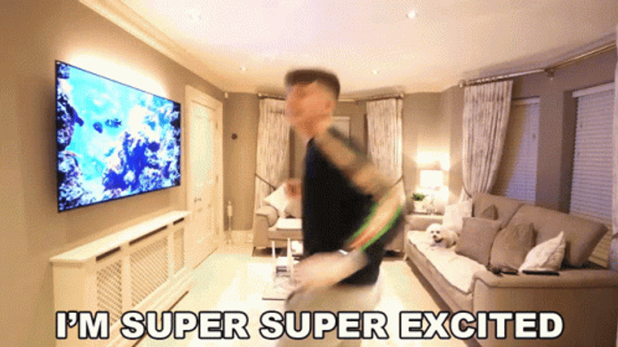 Super Excited Adam B Jumping GIF