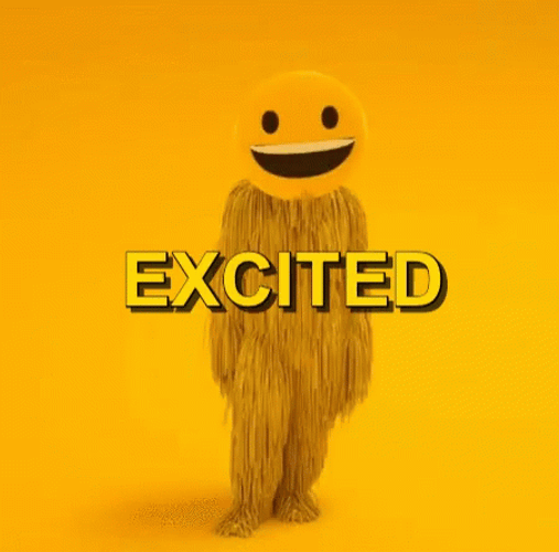 Super Excited Smiling Jumping Mascot GIF