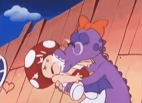 Super Mario Hug Kissing GIF