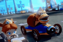 Super Mario Kart Donkey Kong Daisy Funny Car GIF