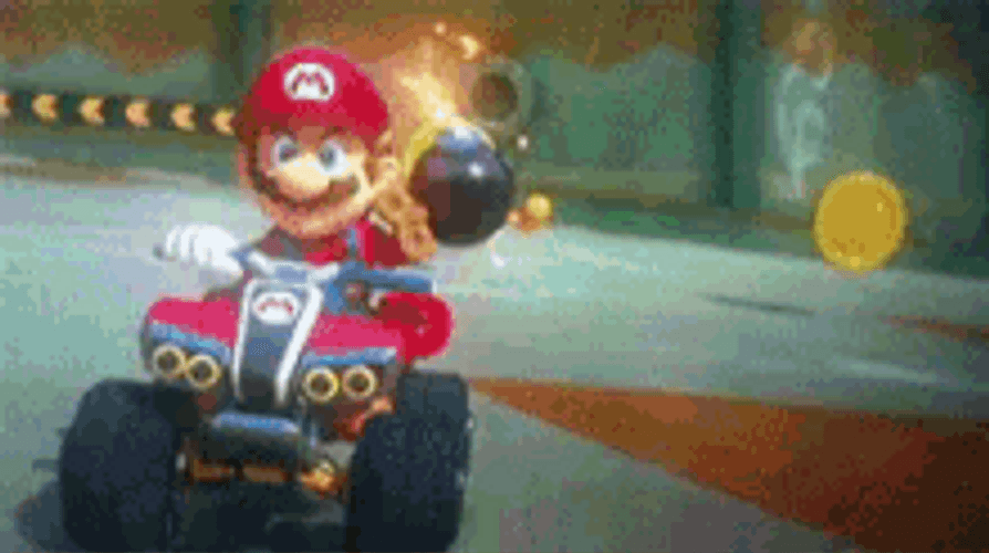 Super Mario Kart Funny Car Bomb Luigi GIF