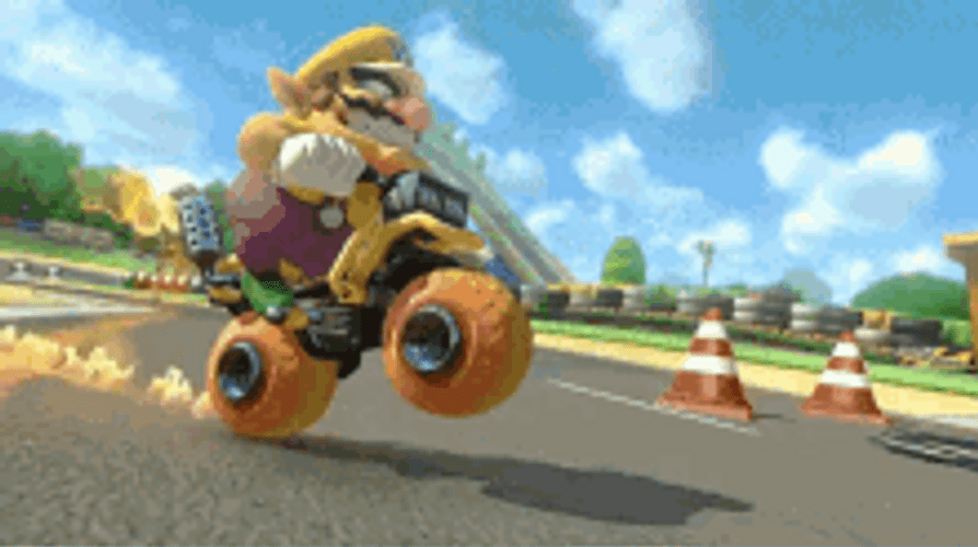 Super Mario Kart Wario Funny Car Race GIF