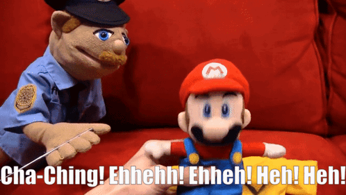Super Mario Puppet Cha Ching GIF