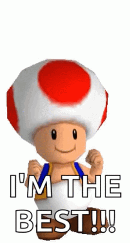 Super Mario Toad Flexing Muscles Says Im the Best