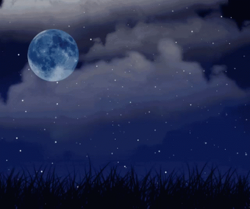 Super Moon Moving On Starry Night GIF