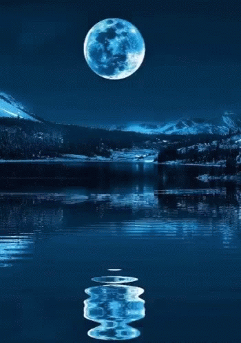 Super Moon Painting The Mountains Blue GIF