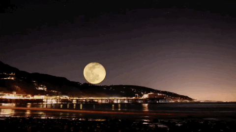 Super Moon Rising From Mountain GIF