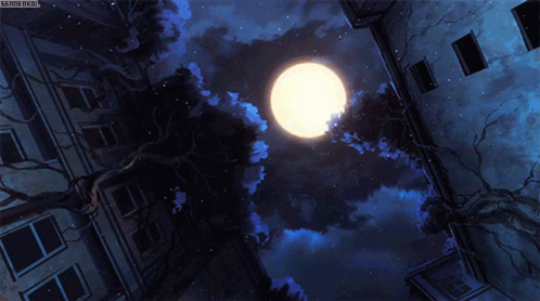 Super Moon Shining Between Buildings GIF